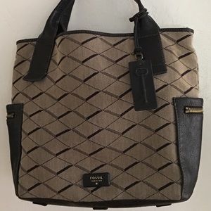 New fossil leather fabric handbag leather key
